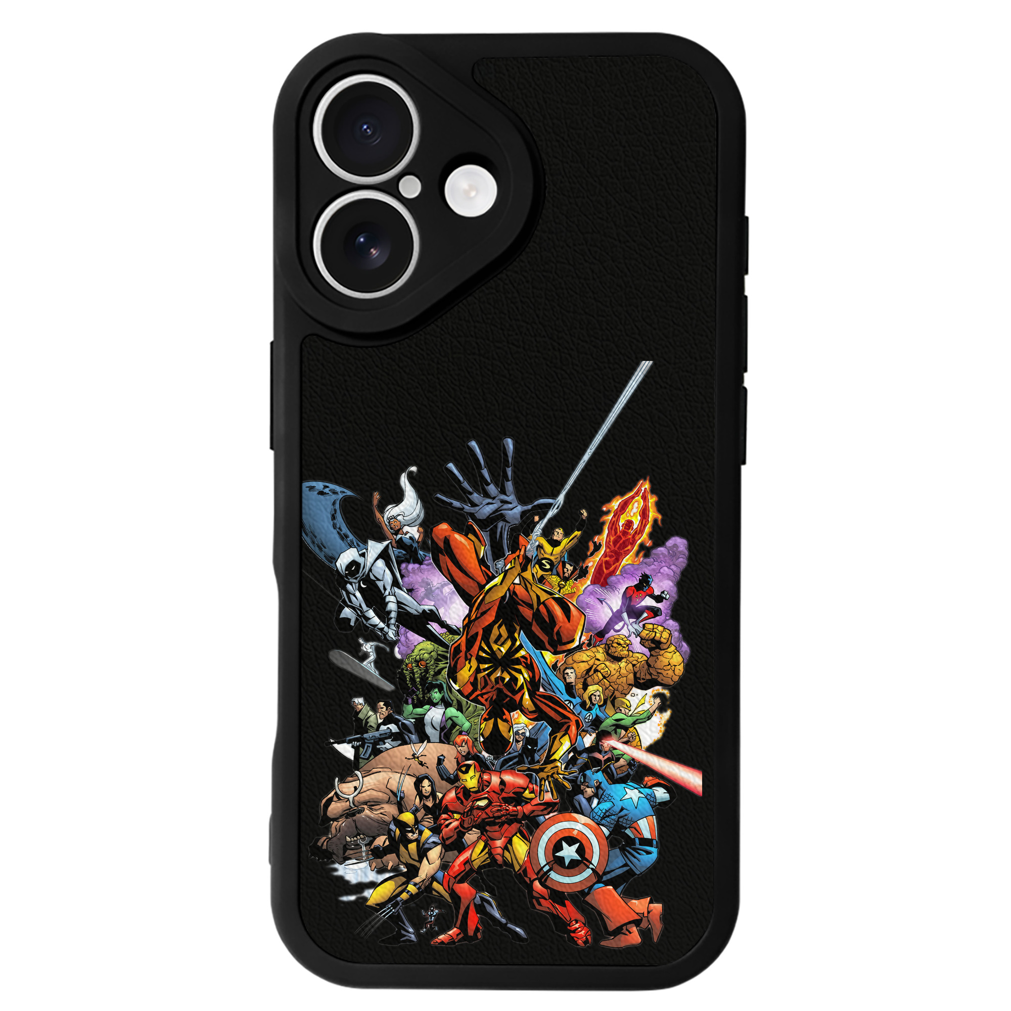 （画像用） アベンジャーズ The Avengers 【iPhone 16シリーズ対応】シリコンスマホケース（レザー調） 材質：シリコン
